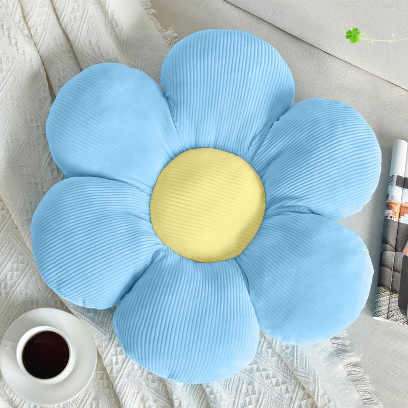 Vdoioe Flower Shaped Throw Pillow Blue Flower Plush Throw Pillow for Floor Seating Cushions