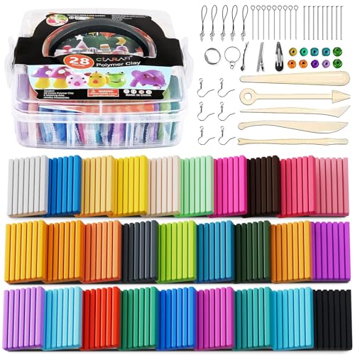 CiaraQ Polymer Clay Starter kit Oven Bake Modeling Clay with Sculpting Tools 28 Colors17 lbs - Image 1
