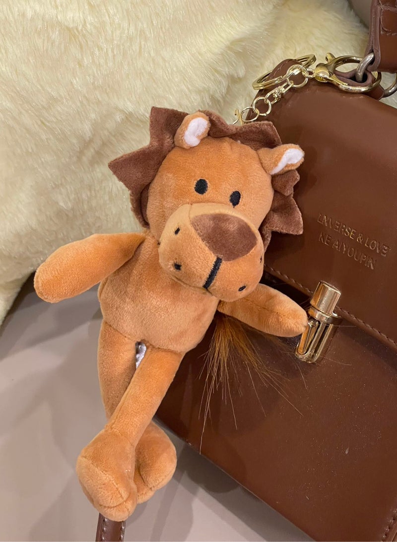 Premium Plush Lion Keychain & Bag Charm - Hypoallergenic Material for Adults, Students - Ideal Ramadan Gift & School Companion - Attaches to Backpacks, Gym Bags, Travel Luggage (19cm, Brown)  - Image 1
