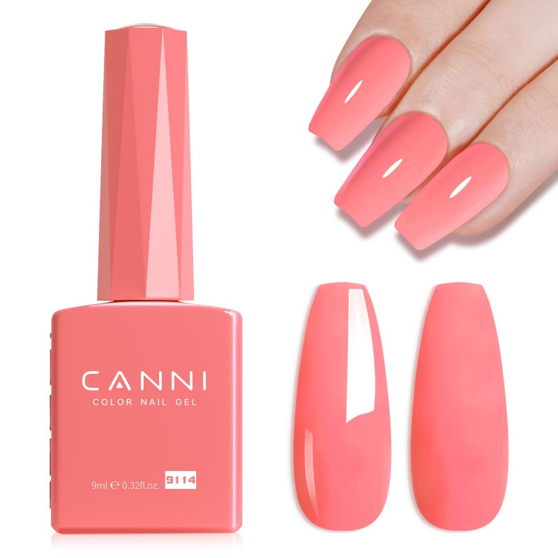 CANNI Pink Gel Nail Polish â€“ 1pc 9ML Hot Grapefruit Pink Color, Soak Off UV LED Gel, High Gloss for French Manicure, DIY Nail Art & Salon Use - Image 1