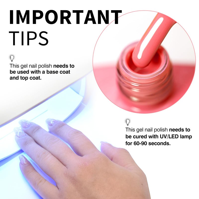 CANNI Pink Gel Nail Polish â€“ 1pc 9ML Hot Grapefruit Pink Color, Soak Off UV LED Gel, High Gloss for French Manicure, DIY Nail Art & Salon Use - Image 4