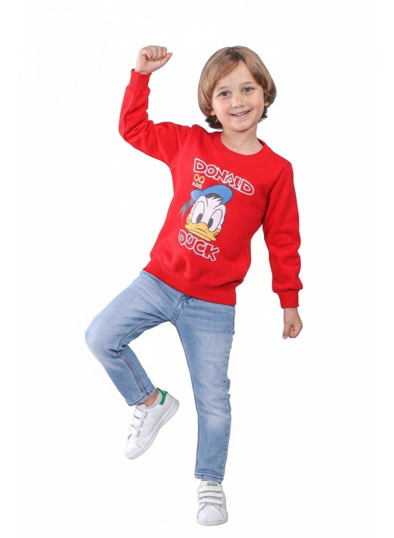 كيو كيو سويت شيرت شتوي للأطفال من QQ للأولاد والبنات، خامة قطن 100% مبطن وبرة تقيلة، مبطن من الداخل، معالج ضد الوبرة والبهتان، ناعم ودافئ، ألوان جذابة، مناسب للاستخدام اليومي للأطفال (3سنوات) - Image 1