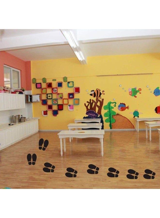 Finduat 20 Pairs 40 Prints Black Shoe Footprint Stickers Decals Floor Wall Stairs to Guide Directions for School Dance Studio Floor Stickers Party Decoration - Image 3