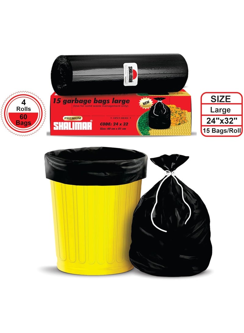 shalimar Shalimar Large Garbage Bag – 60 Bags (4 Rolls) – 60 x 81 cm – Fits 20 to 30 Gallon Bins – Lavender Fragrance – Leak-Proof Trash/Dustbin Bags – Black Color  - Image 4