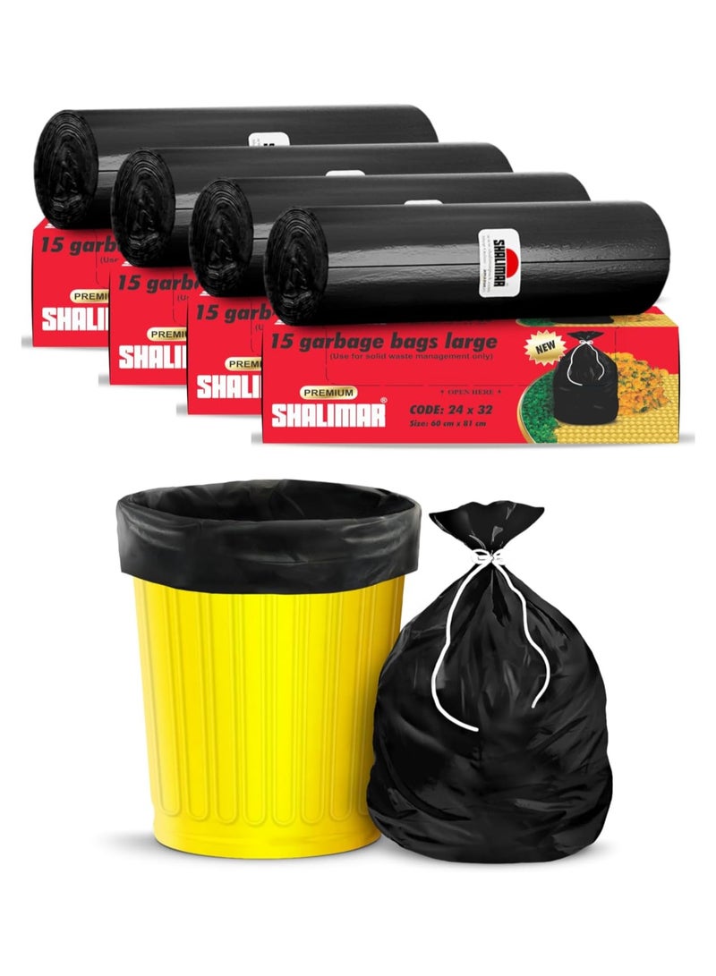 shalimar Shalimar Large Garbage Bag – 60 Bags (4 Rolls) – 60 x 81 cm – Fits 20 to 30 Gallon Bins – Lavender Fragrance – Leak-Proof Trash/Dustbin Bags – Black Color  - Image 1