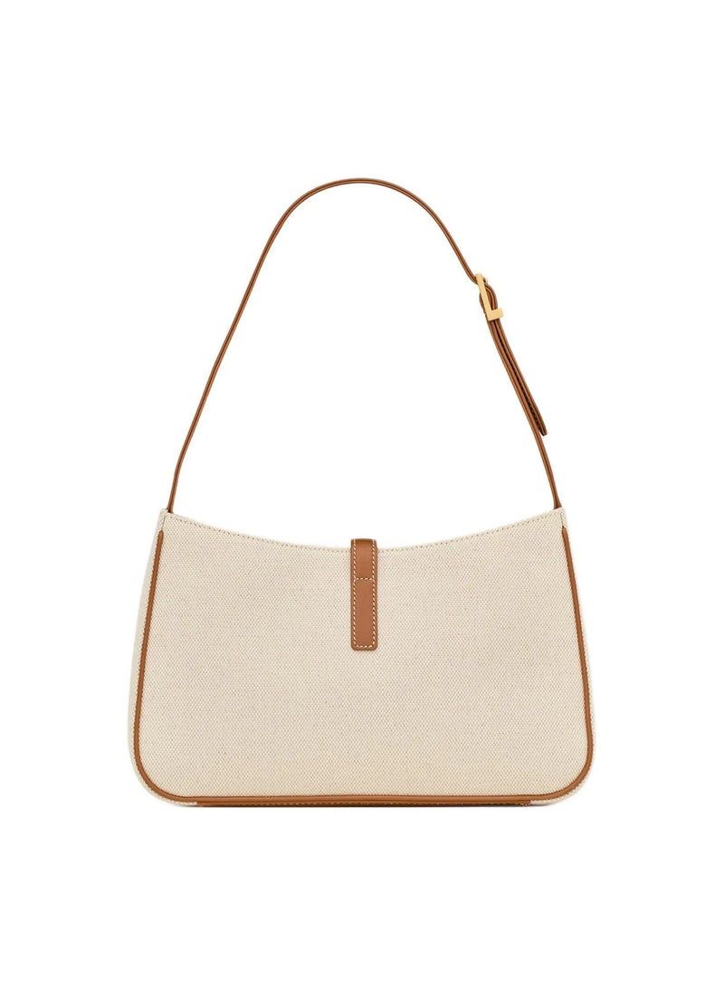 YSL LE5A7 Canvas and Leather Hobo Bag With Gold logo Hook Closure Women - Image 4