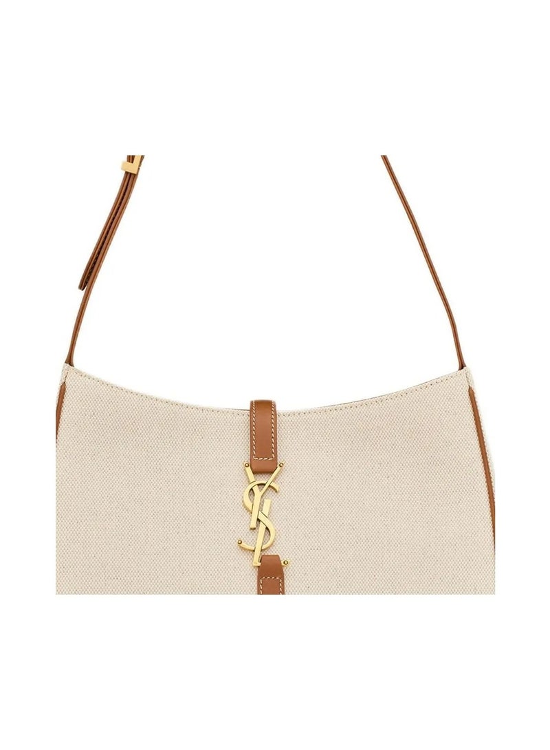 YSL LE5A7 Canvas and Leather Hobo Bag With Gold logo Hook Closure Women - Image 5