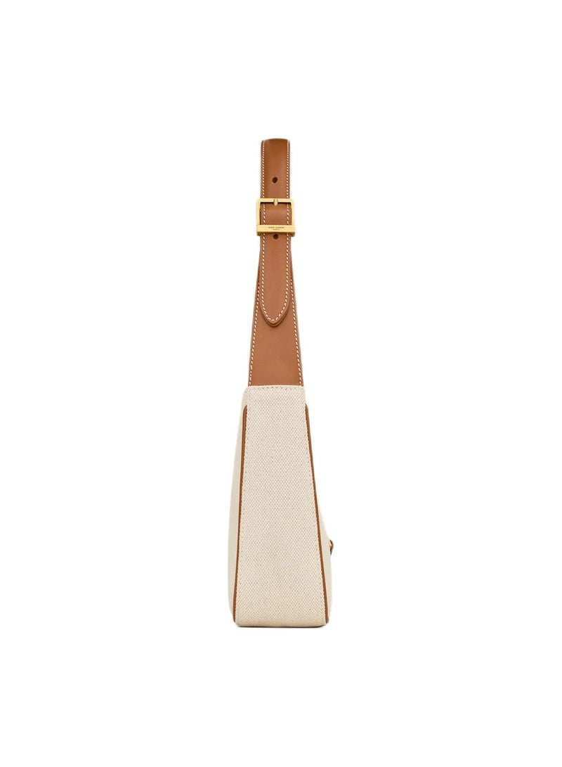 YSL LE5A7 Canvas and Leather Hobo Bag With Gold logo Hook Closure Women - Image 3