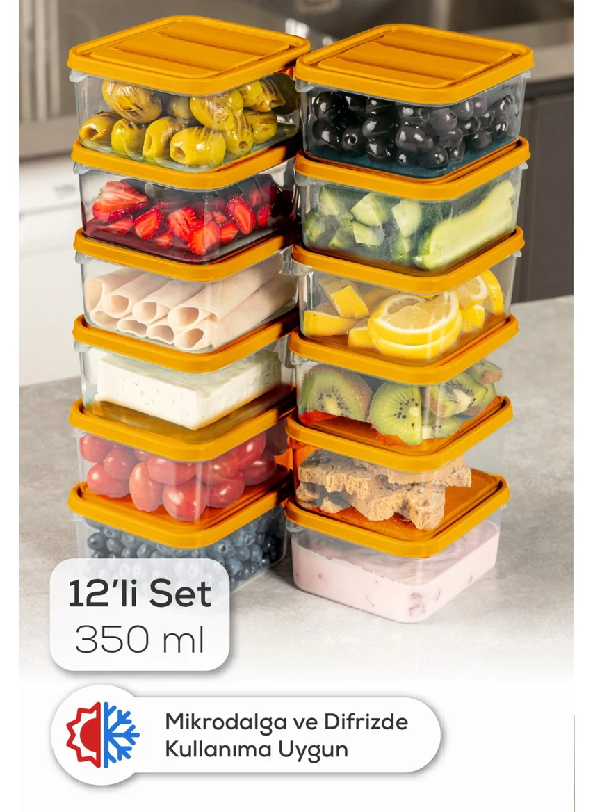 Vienev 12LI 350 ml Fridge Freezer Organizer Microwave and Freezer Suitable Storage Container Orange