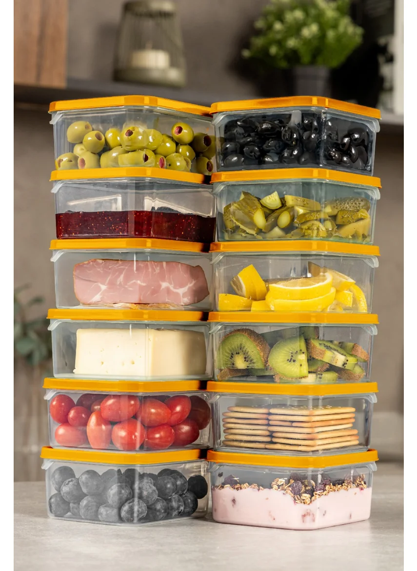 Vienev 12LI 350 ml Fridge Freezer Organizer Microwave and Freezer Suitable Storage Container Orange