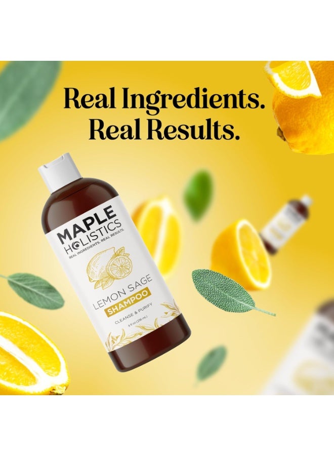 Maple Holistics شامبو خالي من الكبريتات للشعر الدهني - شامبو الليمون والميرمية المنقي للعناية بفروة الرأس الدهنية والتراكم مع زيت الروزماري العطري - شامبو الروزماري للتنظيف العميق للشعر الدهني والتراكمات - Image 2