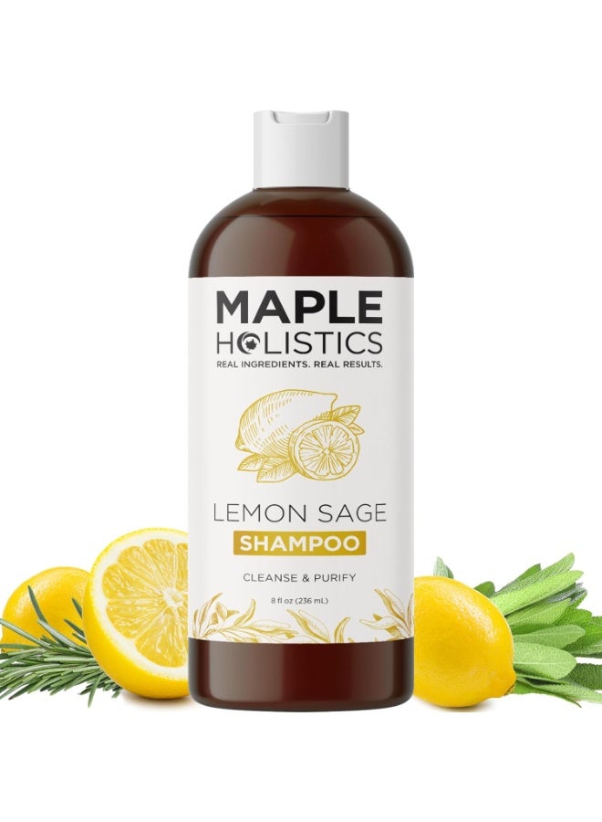 Maple Holistics شامبو خالي من الكبريتات للشعر الدهني - شامبو الليمون والميرمية المنقي للعناية بفروة الرأس الدهنية والتراكم مع زيت الروزماري العطري - شامبو الروزماري للتنظيف العميق للشعر الدهني والتراكمات - Image 1