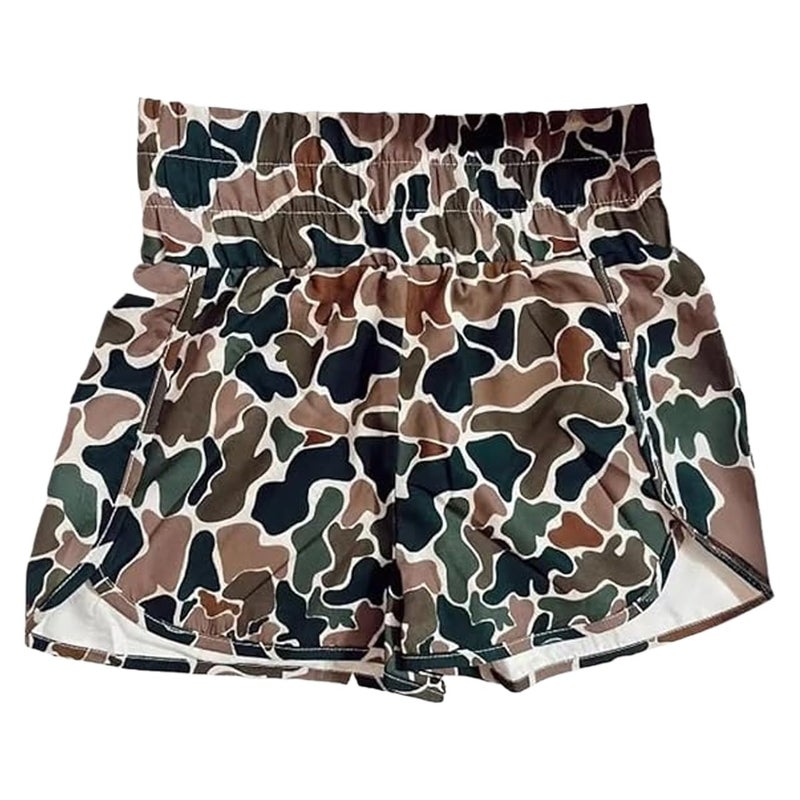 MANGMAO Colorful Camo Boxer Shorts Women Summer Graphic Print Cute Shorts 2025 Trendy (Brown Camo,S,Small) - Image 1