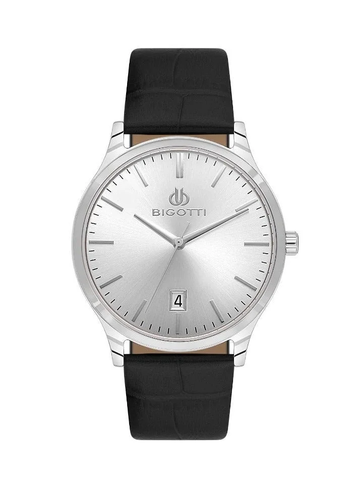 BIGOTTI Bigotti - Quotidiano Men Watch | Genuine LeatherBrass Case | Analog | Round Dial | Mineral Glass | Japanese Quartz | Water Resistant 50 Meters
