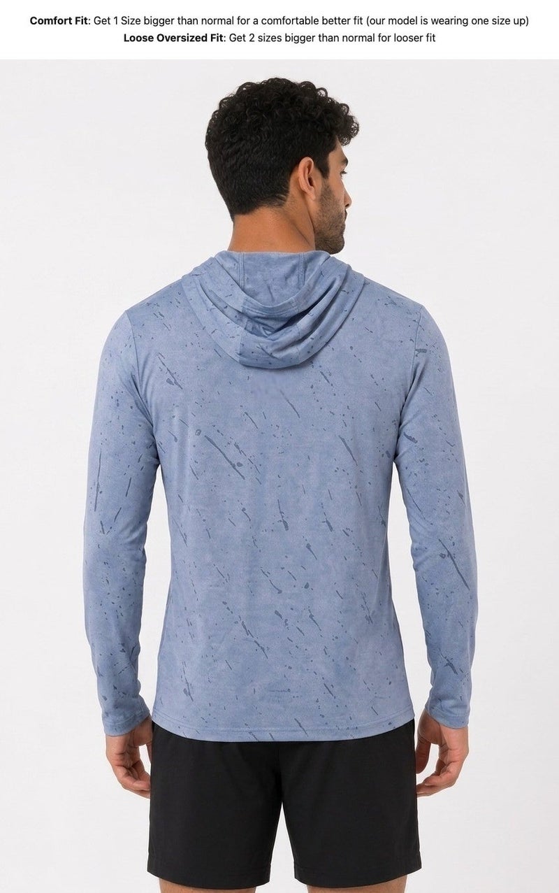 Moveletix Men's Cooling Hooded Training Top Lightweight Blue Ultra Cooling - Image 4