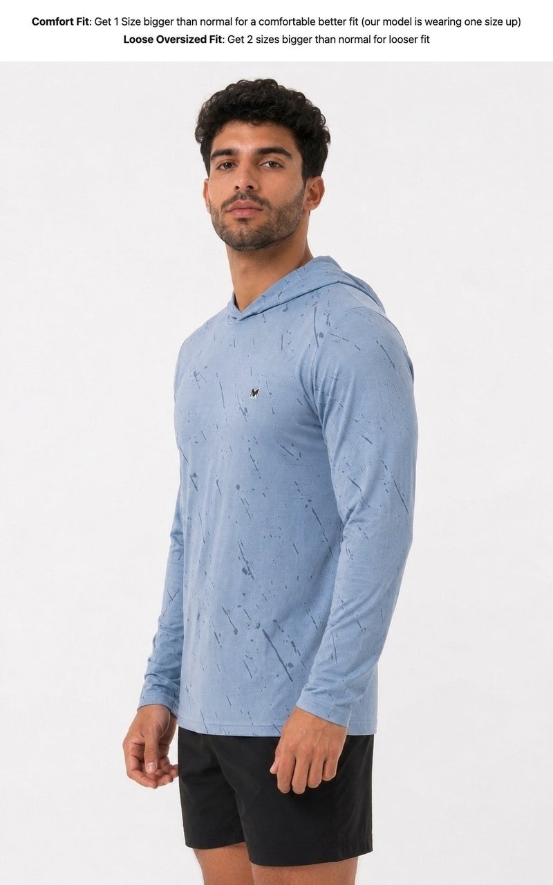 Moveletix Men's Cooling Hooded Training Top Lightweight Blue Ultra Cooling - Image 5