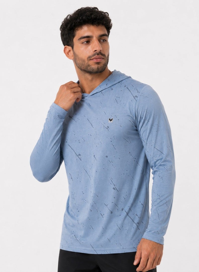 Moveletix Men's Cooling Hooded Training Top Lightweight Blue Ultra Cooling - Image 1