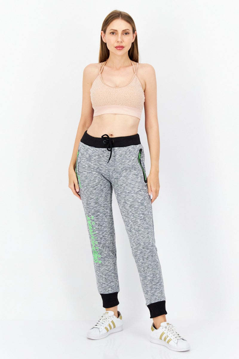 GEOGRAPHICAL NORWAY Women Straight Leg Graphic Printed Jogger Pants, Grey  - Image 3