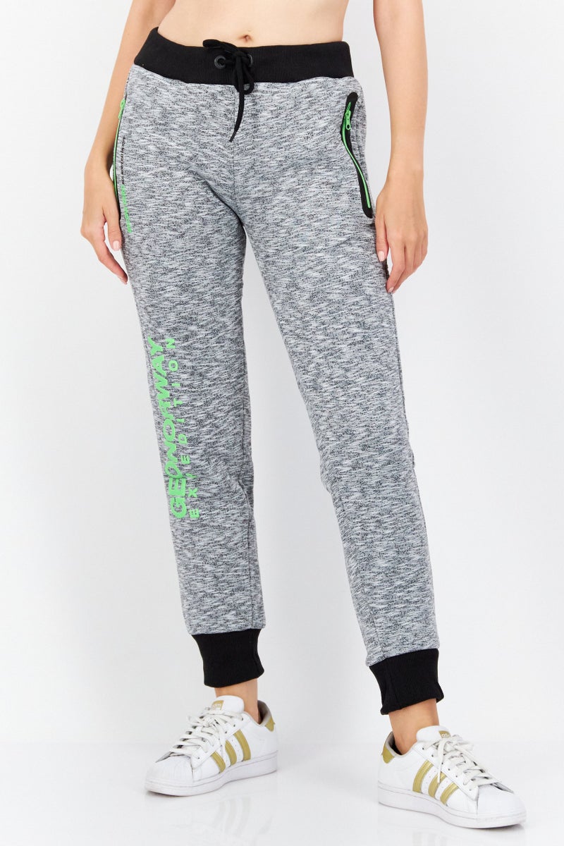 GEOGRAPHICAL NORWAY Women Straight Leg Graphic Printed Jogger Pants, Grey  - Image 1
