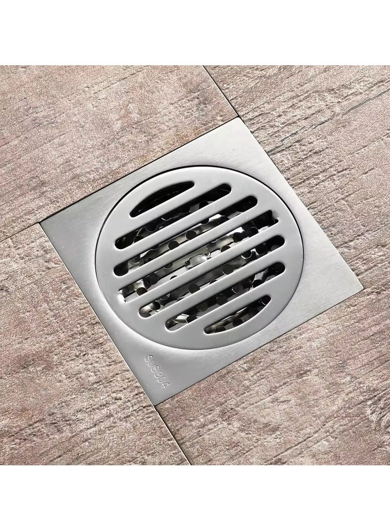 "Brushed Stainless Steel Floor Drain with Plastic Anti-Odor Core | Bathroom, Kitchen, Shower, and Toilet" - Image 1