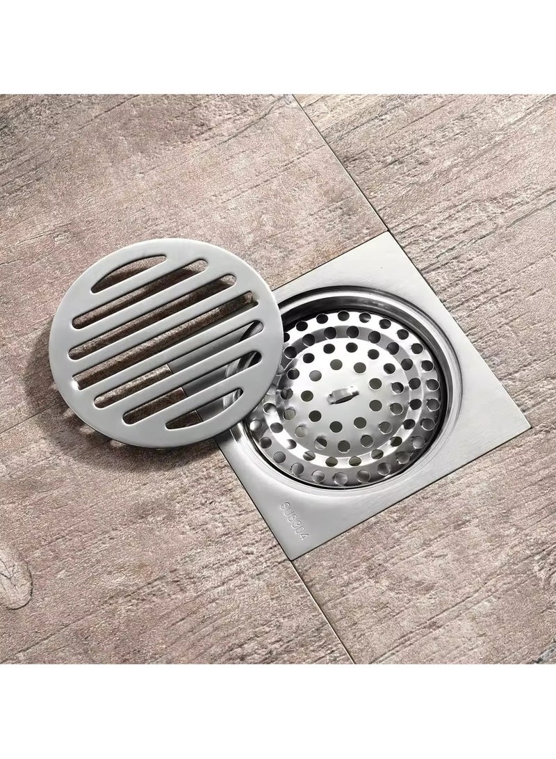 "Brushed Stainless Steel Floor Drain with Plastic Anti-Odor Core | Bathroom, Kitchen, Shower, and Toilet" - Image 2