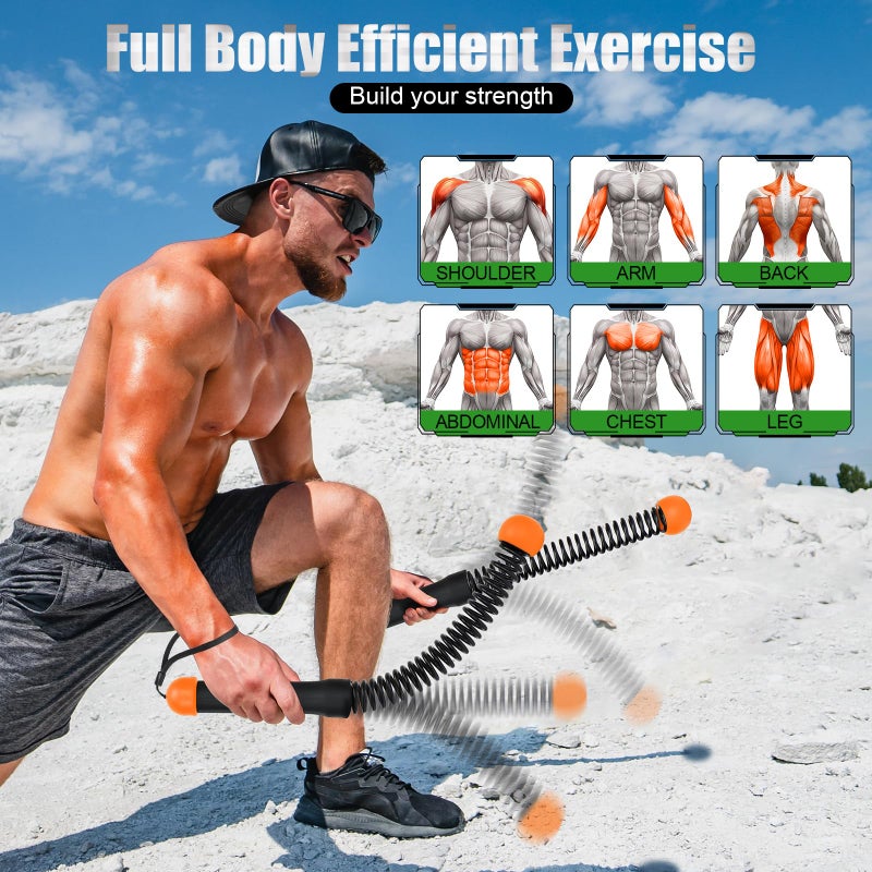 TRELC Upgrade Weighted Ropeless Battle Ropes, 2PCS Cordless Battle Rope for Home Gym, HIIT, Strength, Quiet Portable Training Rope, Workout Ropes Versatile Fitness Equipment(Black&Orange) - Image 2