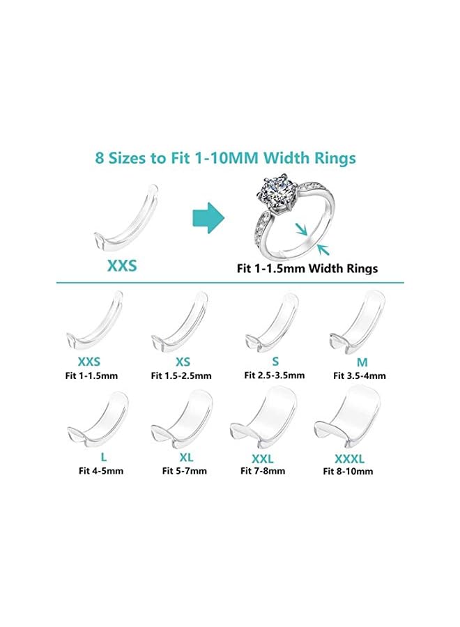 jaexest Ring Size Adjuster for Loose Rings (Pack of 8,8 Sizes) silicone - Image 2