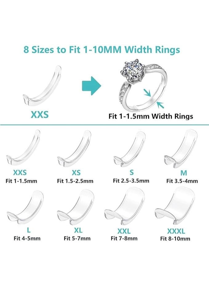 jaexest Ring Size Adjuster for Loose Rings (Pack of 8,8 Sizes) silicone - Image 2