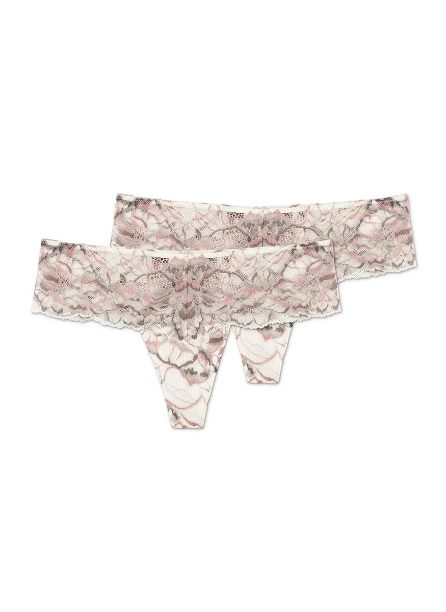 Tchibo Women 2 Pieces Strings Thongs, White Combo  - Image 2