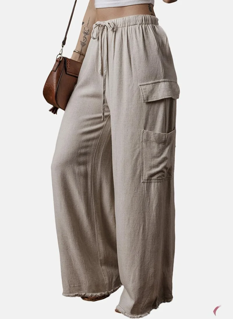 YUNIQEE Beige Plain Casual Trouser