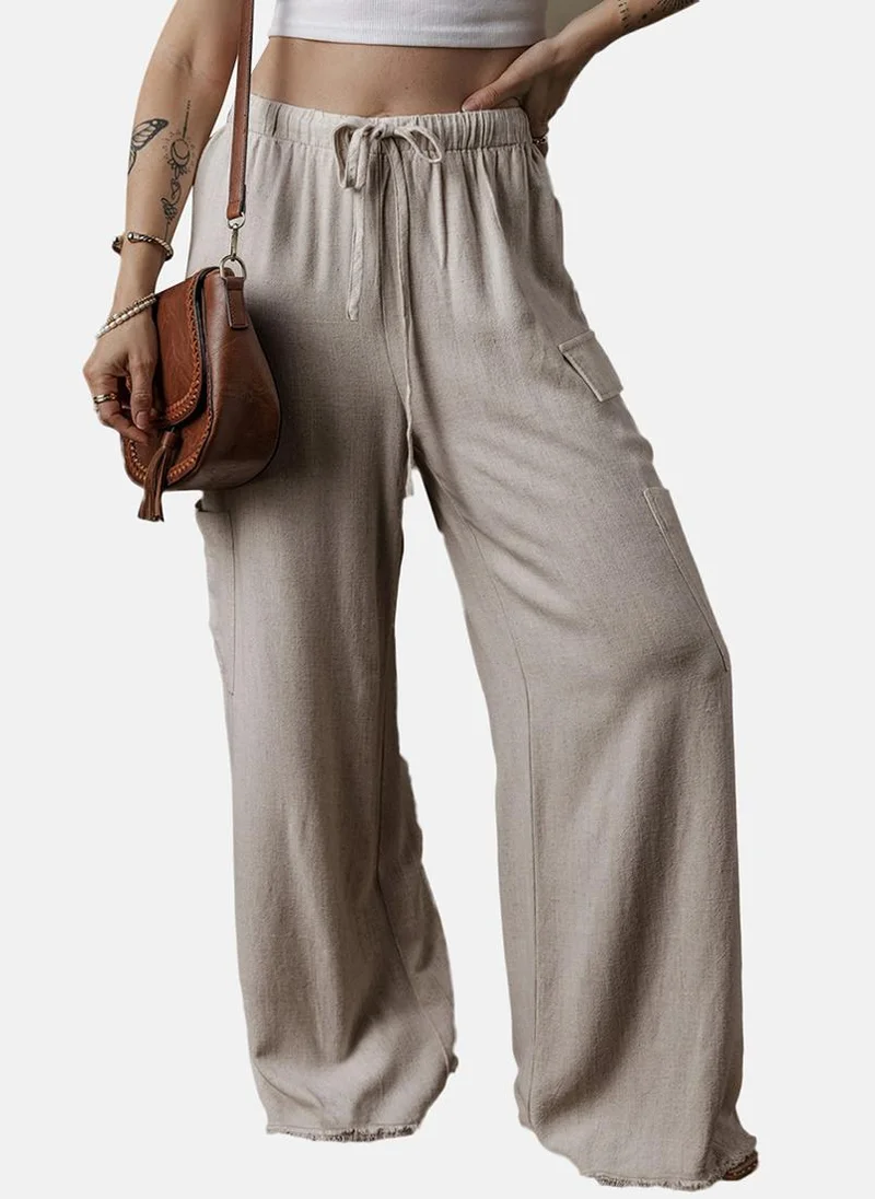 يونيكي Beige Plain Casual Trouser