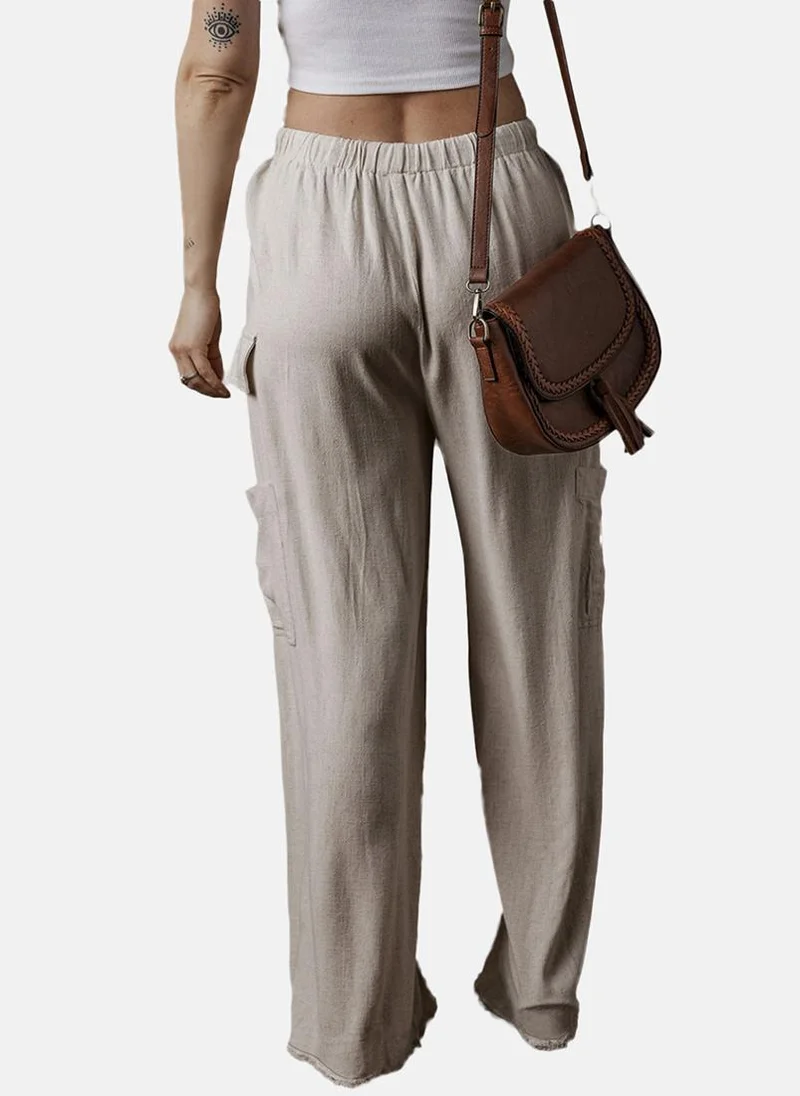 يونيكي Beige Plain Casual Trouser