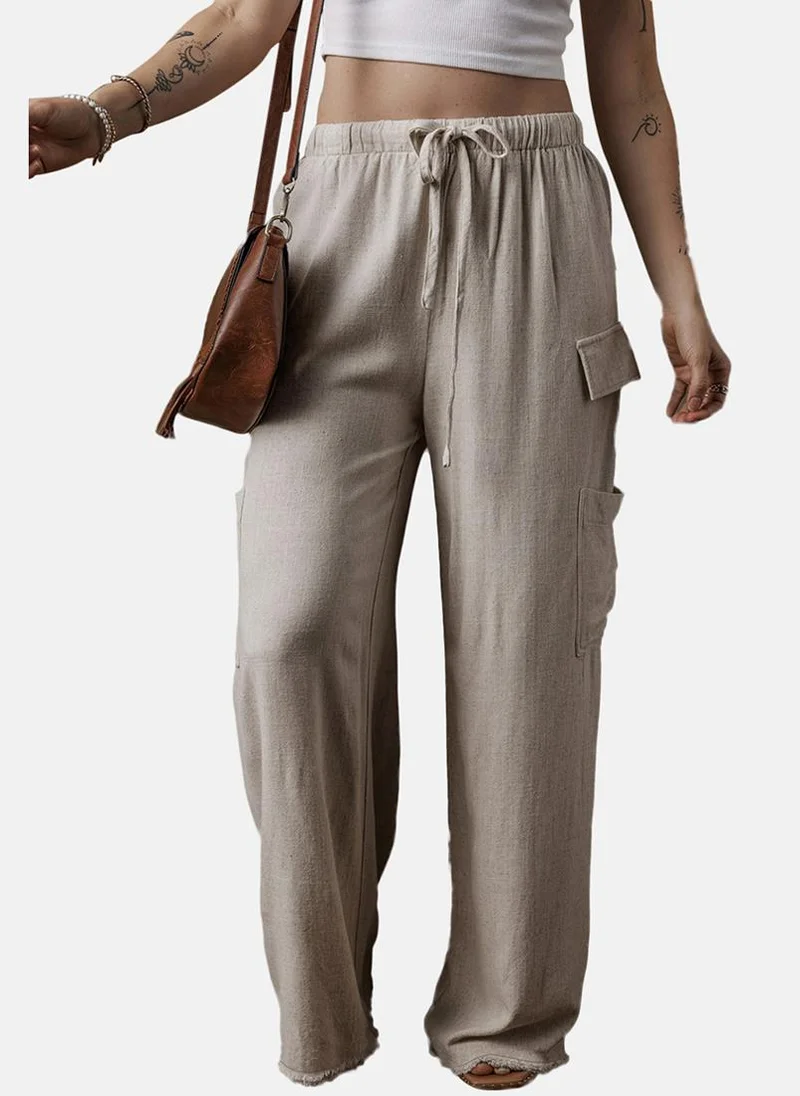 YUNIQEE Beige Plain Casual Trouser