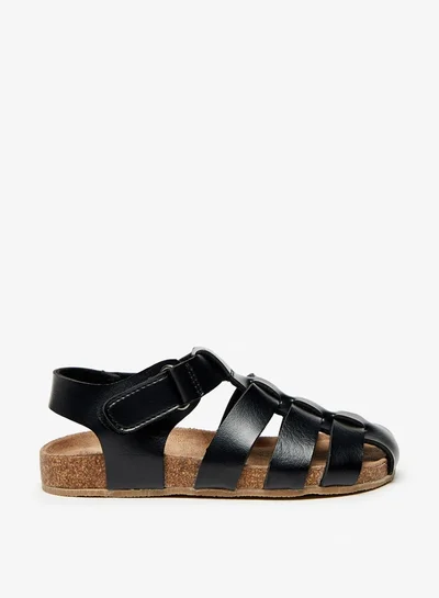JUNIORS Boys Solid Back Strap Sandals With Hook And Loop Closure