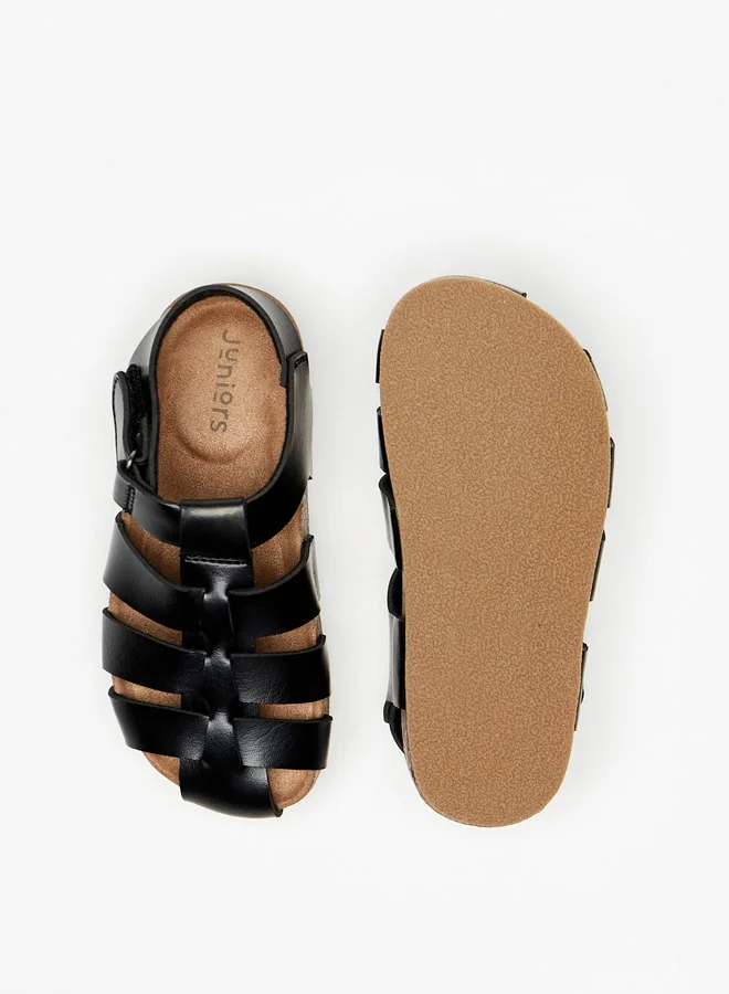 JUNIORS Boys Solid Back Strap Sandals With Hook And Loop Closure