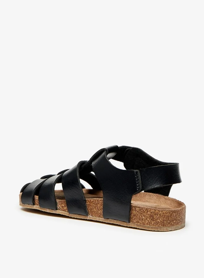 JUNIORS Boys Solid Back Strap Sandals With Hook And Loop Closure