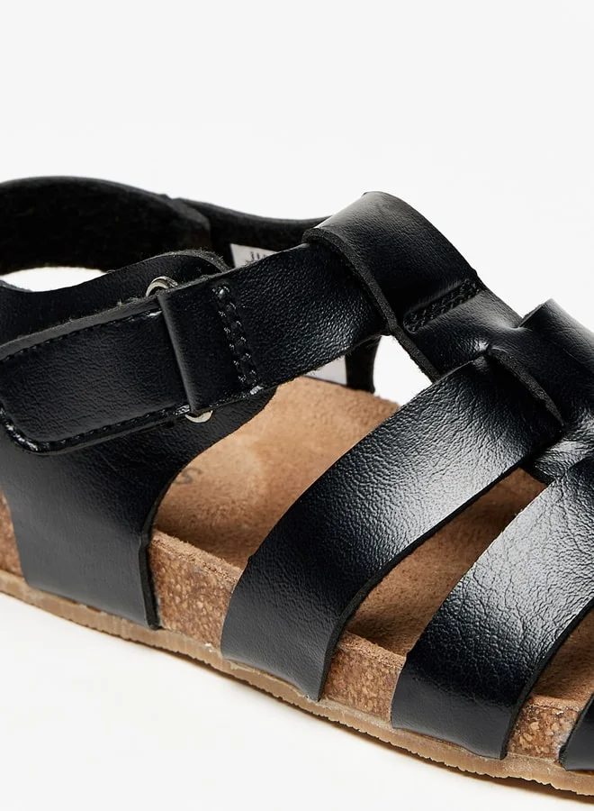 JUNIORS Boys Solid Back Strap Sandals With Hook And Loop Closure