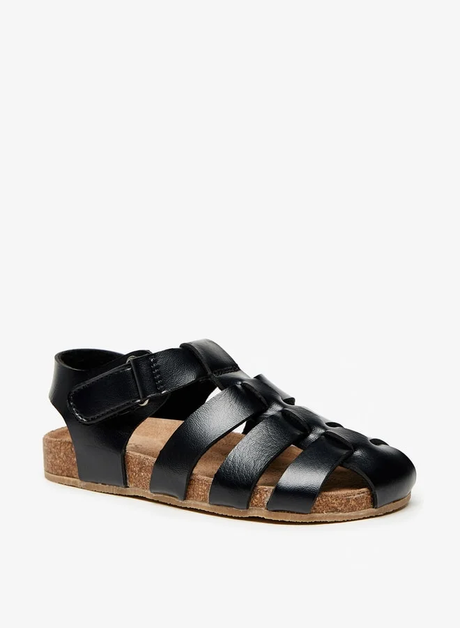 JUNIORS Boys Solid Back Strap Sandals With Hook And Loop Closure