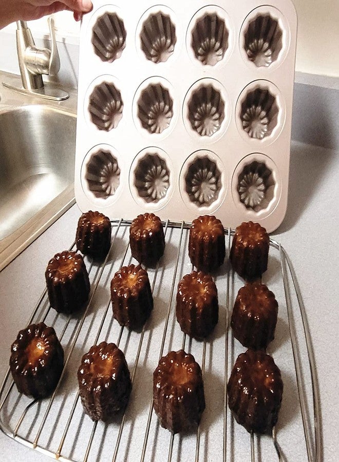 The Love 12-Cavity Nonstick Canele Mold Baking Cake Pan for Bread Muffin Cake Baking Pan, Gold - Image 2