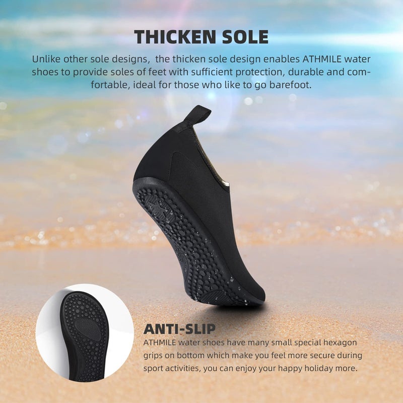 ATHMILE Water Shoes for Women Men Quick-Dry Aqua Socks Swim Beach Barefoot Yoga Exercise Wear Sport Accessories Pool Camping Must Haves Adult Youth Size - Image 3
