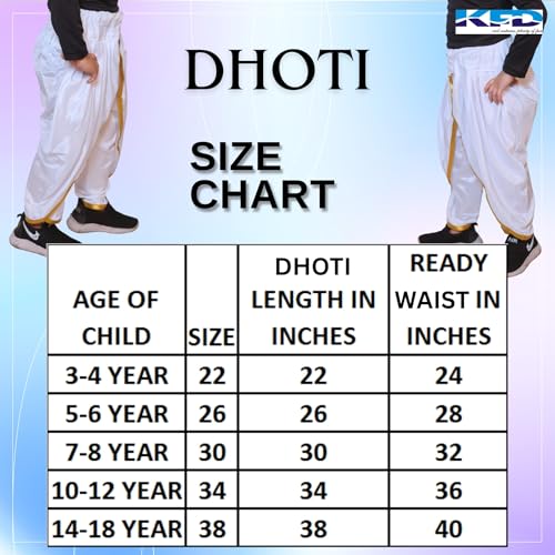 Kaku Fancy Dresses White Dhoti For Kids, Dhoti For Boys & Girls (Only Dhoti), 10-12 Years - Image 3