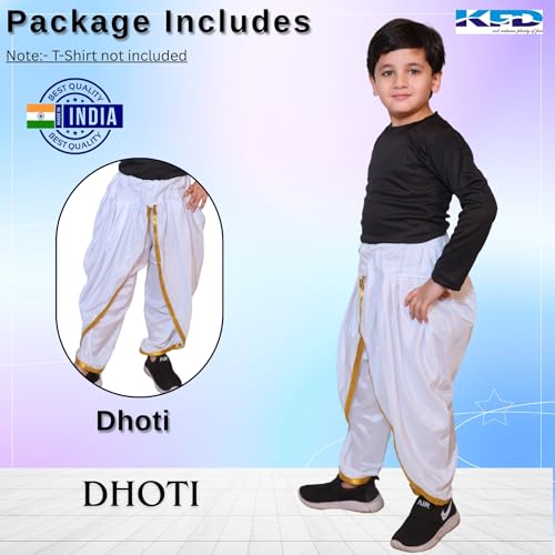 Kaku Fancy Dresses White Dhoti For Kids, Dhoti For Boys & Girls (Only Dhoti), 10-12 Years - Image 2