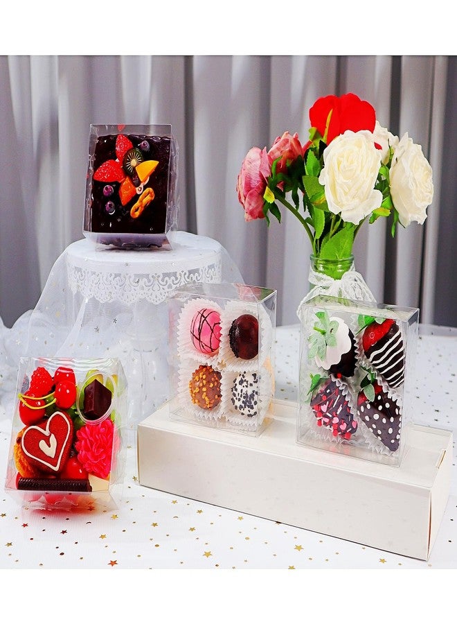 SLShePack 25Pack Full Clear Cookies Boxes 5x5x2Inches Bakery Boxes Strawberries Boxes Chocolate Bomb Boxes Cakesickle Boxes Mini Cake Cinnamon Roll Boxes - Image 4