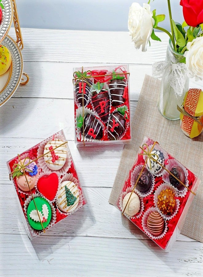 SLShePack 25Pack Full Clear Cookies Boxes 5x5x2Inches Bakery Boxes Strawberries Boxes Chocolate Bomb Boxes Cakesickle Boxes Mini Cake Cinnamon Roll Boxes - Image 3