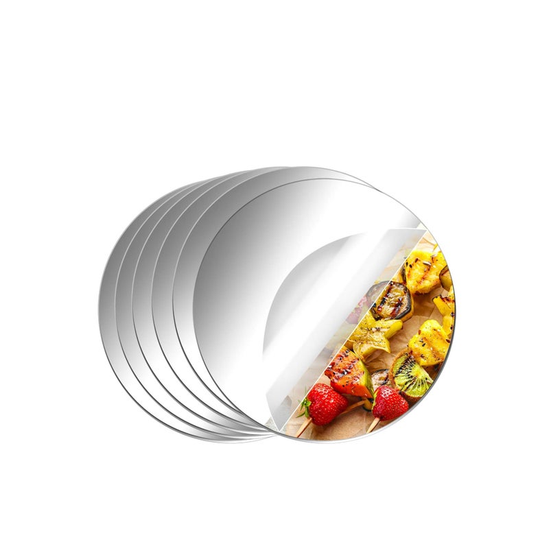 SOLARAE 6Pcs Acrylic Round Mirrors, Self Adhesive Acrylic Mirror, Non Glass Round Mirror Plate, Flexible Plastic Mirror Sheets Wall Stickers, Frameless Small Mirror, for Home Wall Decor or Wedding Table - Image 1