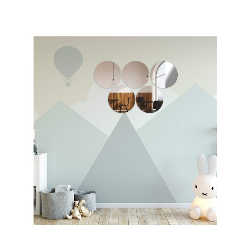 SOLARAE 6Pcs Acrylic Round Mirrors, Self Adhesive Acrylic Mirror, Non Glass Round Mirror Plate, Flexible Plastic Mirror Sheets Wall Stickers, Frameless Small Mirror, for Home Wall Decor or Wedding Table - Image 3