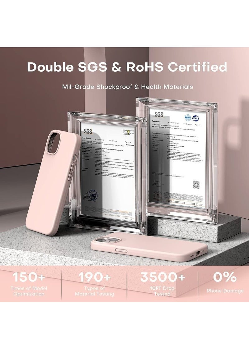 5 in 1 Designed for iPhone 14 Plus Case, with 2 Pack Screen Protector + 2 Pack Camera Lens Protector, Liquid Silicone Ultra Slim Shockproof Protective Phone Case 6.7 Pink - Image 5