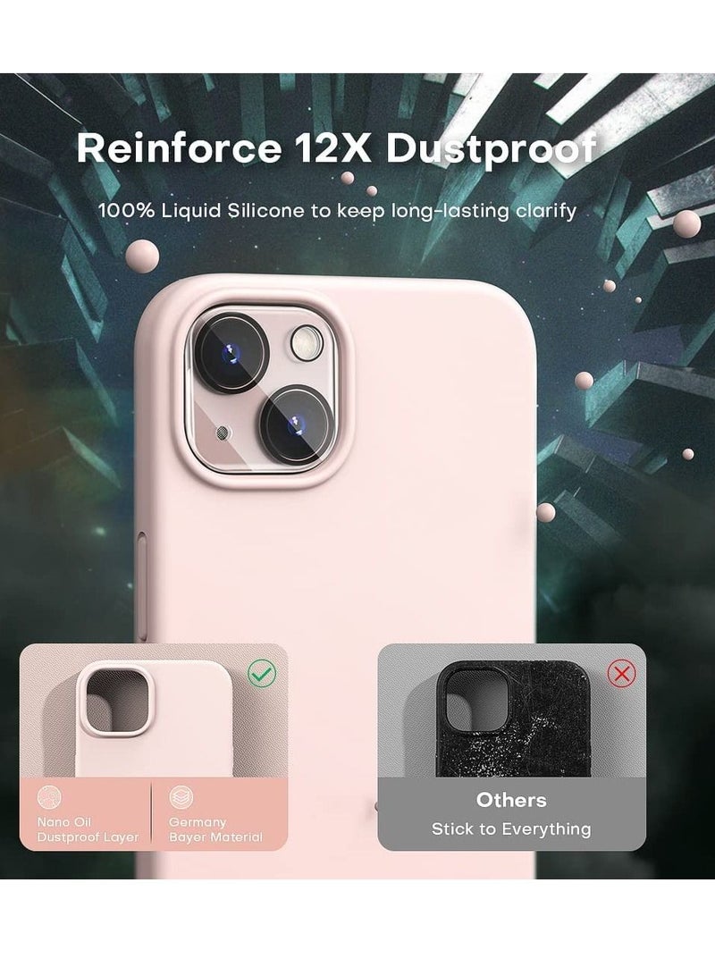 5 in 1 Designed for iPhone 14 Plus Case, with 2 Pack Screen Protector + 2 Pack Camera Lens Protector, Liquid Silicone Ultra Slim Shockproof Protective Phone Case 6.7 Pink - Image 3