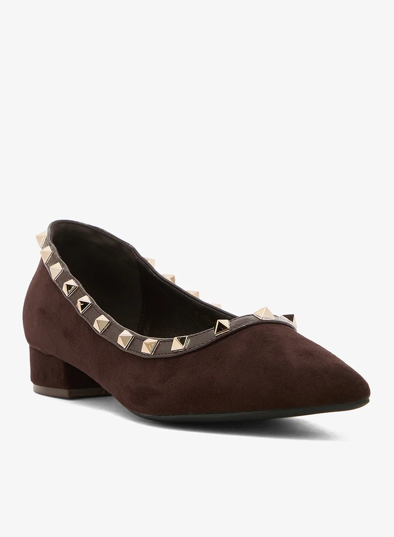 ELLA Metal Detail Pointed Toe Ballet Flats