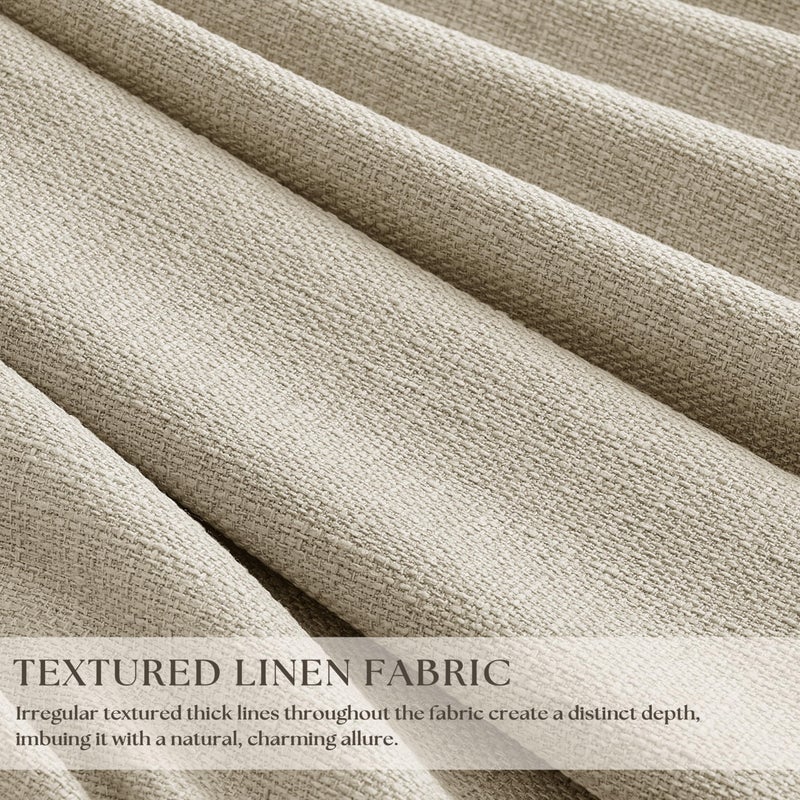 TWODRAPES Linen Pinch Pleated Blackout Curtains 96 Inches Long 2 Panels Set for Dining Living Room Darkening Neutral Memory Shape Pinch Pleat Black Out Thermal Insulated Curtain Drapes with Liner Oatmeal Beige - Image 2